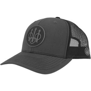 Beretta Men's Js Trucker Hat - Mesh Back Adjustable Snapback Pre-Curved Visor Cap, One Size Fits All (Charcoal/Black)