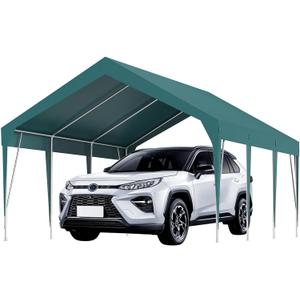 Garvee 13'X20' Carport with Upgraded Frame, Portable Car Canopy with Adjustable Height 9.3-10 FT, Waterproof & UV-Resistant Garage Shelter for Cars, Boats, Truck