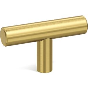 goldenwarm 15Pack Gold Cabinet Knobs and Pulls Brushed Gold Dresser Drawer Knobs 2in Overall Length - LS201GD Brushed Brass Cabinet Pull Handles for Dresser Bathroom Door Hardware, Stainless Steel (15 Pack)
