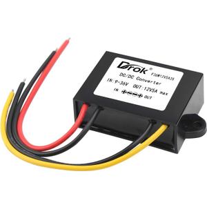DROK DC-DC Stabilizer, 9V-36V to 12V Boost Buck Converter 5A 60W Waterproof Auto Step Up Down Voltage Regulator 12V Volt Transformer for Car Audio Solar Power System LCD Television LED Display Screen (Plastic Shell)