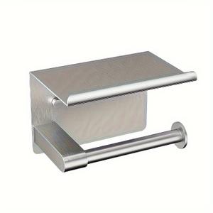 Toilet Paper Holder with Shelf Brushed Nickel Toilet Tissue Roll Holder 304 Stainless Steel Wall Mount for Bathroom