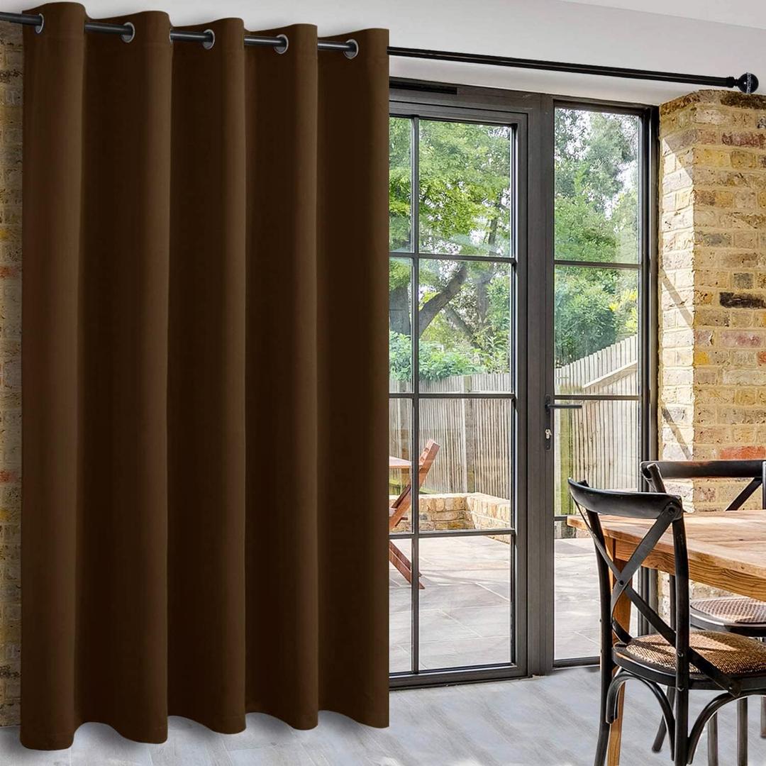 DWCN Total Privacy Room Divider Blackout Curtain - Thermal Curtains for Patio Door, Living Room, Bedroom Partition and Shared Office Space, 1 Grommet Curtain Panel, 6.7ft Wide x 7ft Tall, Brown