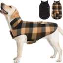 ASENKU Dog Winter Jacket Plaid Reversible Vest, Waterproof Dog Coat for Cold Weather, Perfect for Small to Large Dogs (Coffee, L)