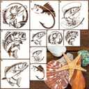 YHSLMH Reusable Fishing Stencils - Large Fisherman Templates for Painting on Wood, DIY Art Craft Fabric Canvas Furniture (10 Fish)