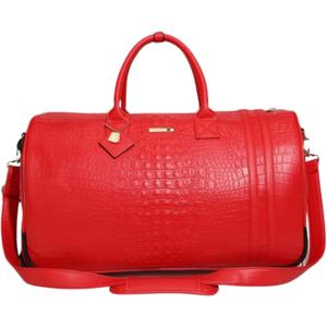 Tote&Carry Apollo 2 Large Rolling Duffle Bag with Wheels, Carry-On Roll Duffel for Travel, Gym, Sports, Daily, Weekend & All-Purpose Use for Men & Women (Crocodile Skin, Red)