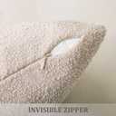 Laolitou 2 Pack Boucle Pillow Covers 18x18 Inch with Faux Leather Accents Pillow Cases Cosy Soft Decorative Pillows for Sofa Couch Bed Chair Bedroom Living Room Home Decor, Oatmeal