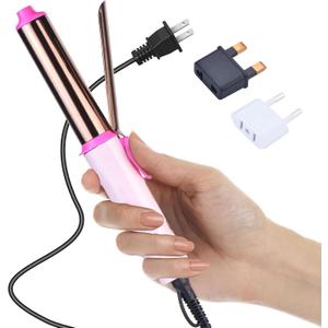 ANGILALA Travel Curling Iron with Storage Bag, Mini Curling Iron for Short Hair, European Hair Curler with Dual Voltage, 3 Adjustable Temperatures, Europe Travel Essentials for Women