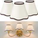 VIHOSE Set of 3 2.9" Top x 5.9" Bottom x 5.1" Height Lamp Shade with Petal Edge Chandelier Shades Fabric Scalloped Lampshade for Floor Wall Lamps Table Living Room Bedroom (Brown Edge)