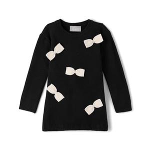 The Children's Place,Baby-Girls,and Toddler Long Sleeve Sweater Dress,Black Bows, 5T