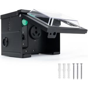 30 Amp RV Power Outlet Box with Breaker, Weatherproof NEMA TT-30R Receptacle, UL Listed 125V Electrical Panel with Transparent Lid & Indicator Light for RV Camper Trailer