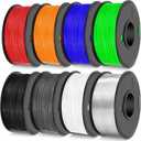 TECBEARS TPU Filament 1.75mm, 95A 3D Printer Filament, Flexible TPU Filament for Fast Printing, 250G Spool, 8 Rolls, 2KG in Total, Black+White+Transparent+Grey+Red+Blue+Green+Orange