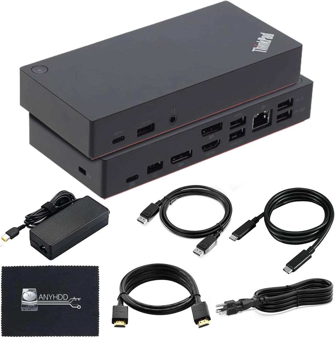 Lenovo 40AS0090US Thinkpad Docking Station Gen 2 - Supports 4K Display, Lenovo Docking Station with 90W Adapter, HDMI, USB-C, DisplayPort Cables - USB-C Thunderbolt 3 Dock
