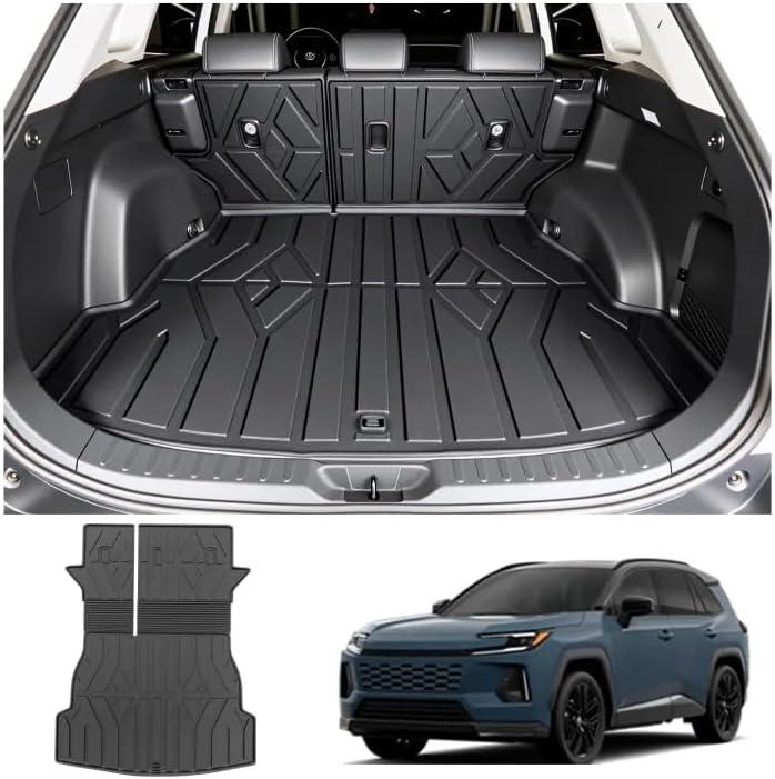 PWY Cargo Mat with Backrest Mat Replacement for Toyota RAV4 2019-2025 (Include Hybrid) All Weather TPE Trunk Cargo Liner with Seat Back Mat, Car Mat Accessories