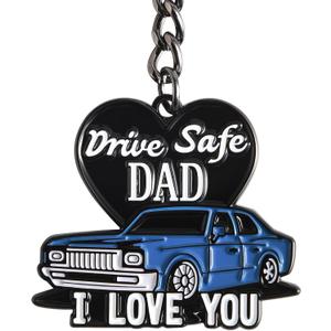 2 x Drive Safe Keychain for Dad-I Love you Dad Gifts from Daughter Son Wife, Key Chain Gifts Idea for Daddy Father’s Day, Christmas, Birthday with Gift Box and Note Card