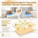 Cervical Neck Pillow for Neck Pain Relief,Ergonomic Side Sleeper Pillow,Sleep Apnea Pillow,Contour Adjustable Orthopedic Bed Pillow for Side, Back & Stomach Sleepers (Light Blue, Queen, Memory Foam)