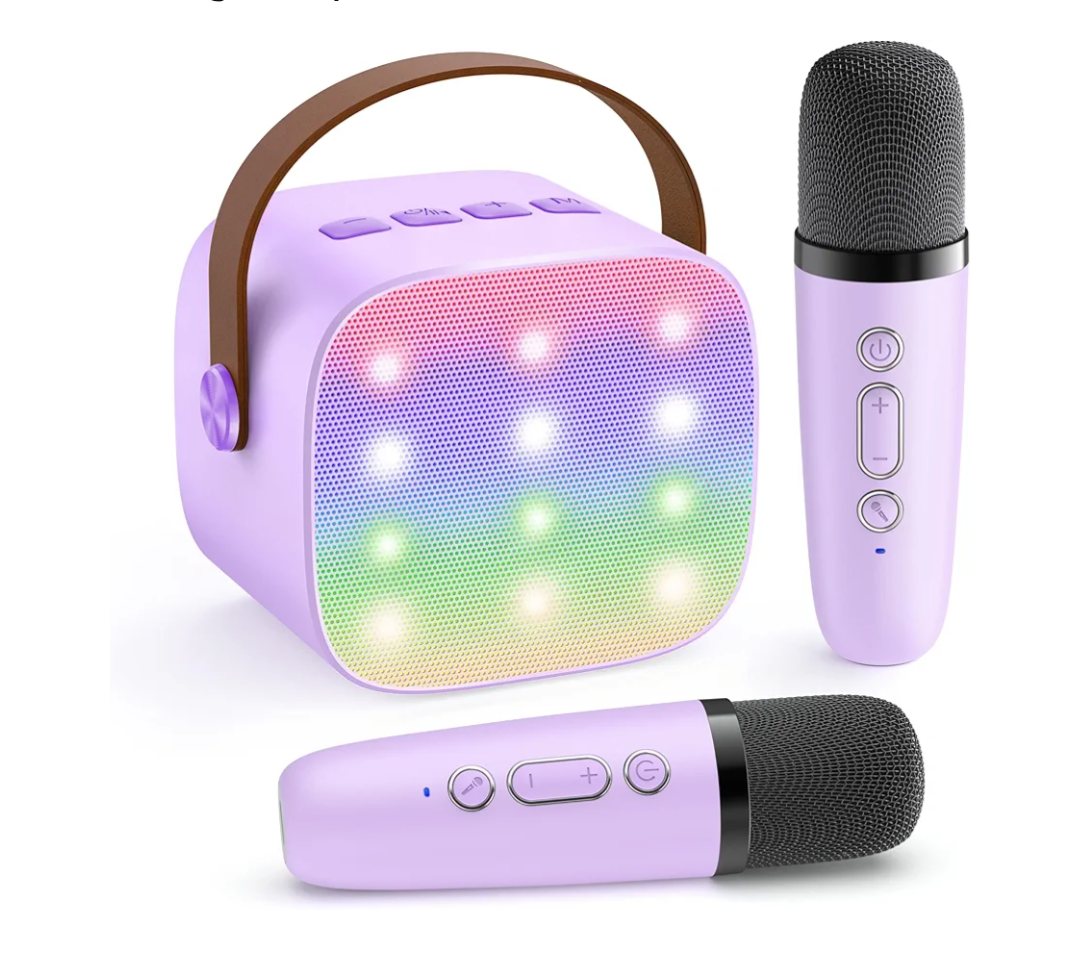 Karaoke Machine for Kids, Portable Mini Speaker with 2 Wireless Microphones, 2026 TOP Kids Gifts for Girls Ages 3, 4, 5, 6, 7, 8, 9, 10, 12 +Years Old, 4-12th Birthday Present Toy Party (Purple)