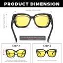 LVIOE Night Vision Glasses for Driving Women Men Yellow Glasses for Night Driving Glare Polarized Wear Over Eyeglasses N4201 (A01 Glossy Black Frame / Night Vision)