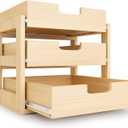 Pull Out Cabinet Organizer, 14''W×21''D×19''H Soft Close Slide Out Wooden Pull out Drawers, Three Tier Slide out Wood Cabinet Organizer, for Base Cabinet Organization in Kitchen, Pantry, Bathroom