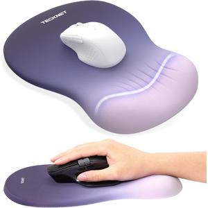 TECKNET Ergonomic Mouse Pad with Wrist Rest, Memory Foam Mousepad with Wrist Support, Smooth Surface, Middle Concave & Non-Slip Base for Laptop/PC, Pain Relief for Home Office Gaming, Gradient Blue (10.6L x 7.9W inches)