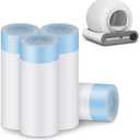 Cat Litter Bags, 80 Pieces Litter Box Liners for Automatic Cat Litter Box Self Cleaning, 4 Rolls 18 x 18 inches Robot Drawstring Bags, White