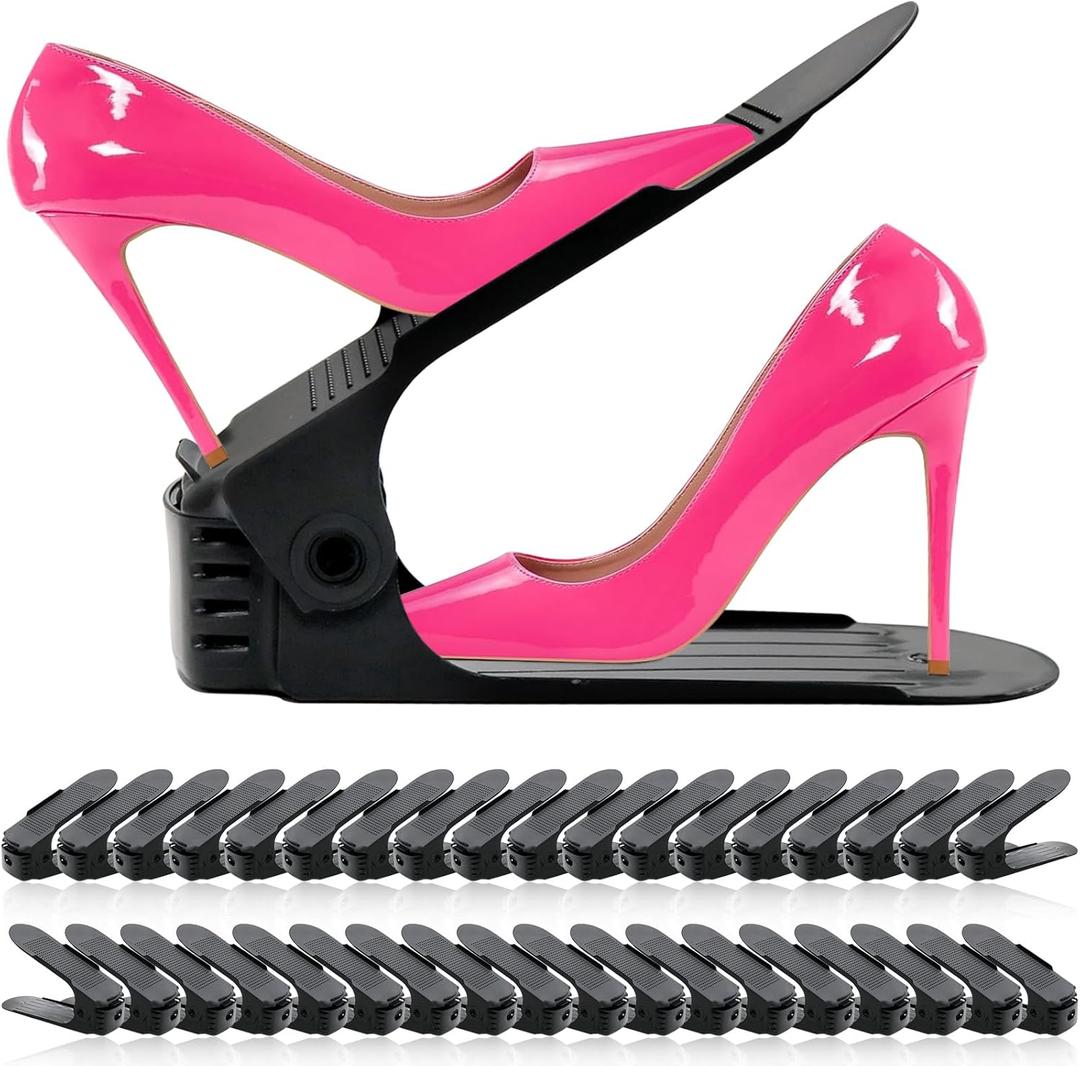 Shoe Slots Organizer 36 Pack - Shoe Stackers for a Pair of Shoes, shoe Storage shoes Space Savers 50%, 4 Levels Adjustable Thickening Double Layer shoes Holders shoe Organizer for Closet, Black