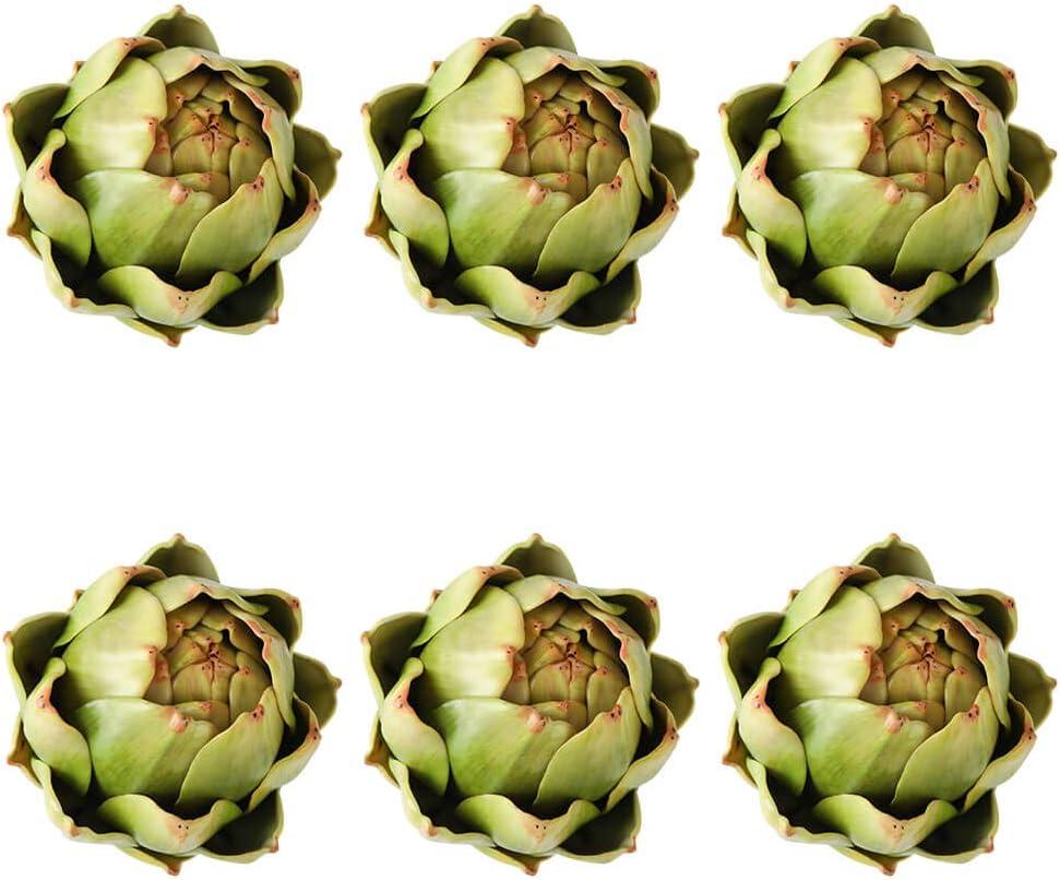 GiftYou 6-Pack Large Artificial Artichoke Fake Vegetables and Fruits for Kitchen Decorations (Green)