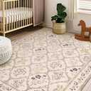 YIHOUSE Washable Floral 6x9 Area Rugs for Bedroom Girls, Beige Soft Living Room Rug Non Slip Ultra-Thin, Large Throw Carpet for Kids Playroom, Classroom, Dorm, Nursery, Beige Multi