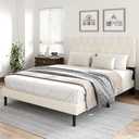 Queen Size Bed Frame with Diamond Tufted Headboard, Velvet Upholstered Platform Bed and Wooden Slat Support, Noise-Free, No Box Spring Needed, Easy Assembly, Beige
