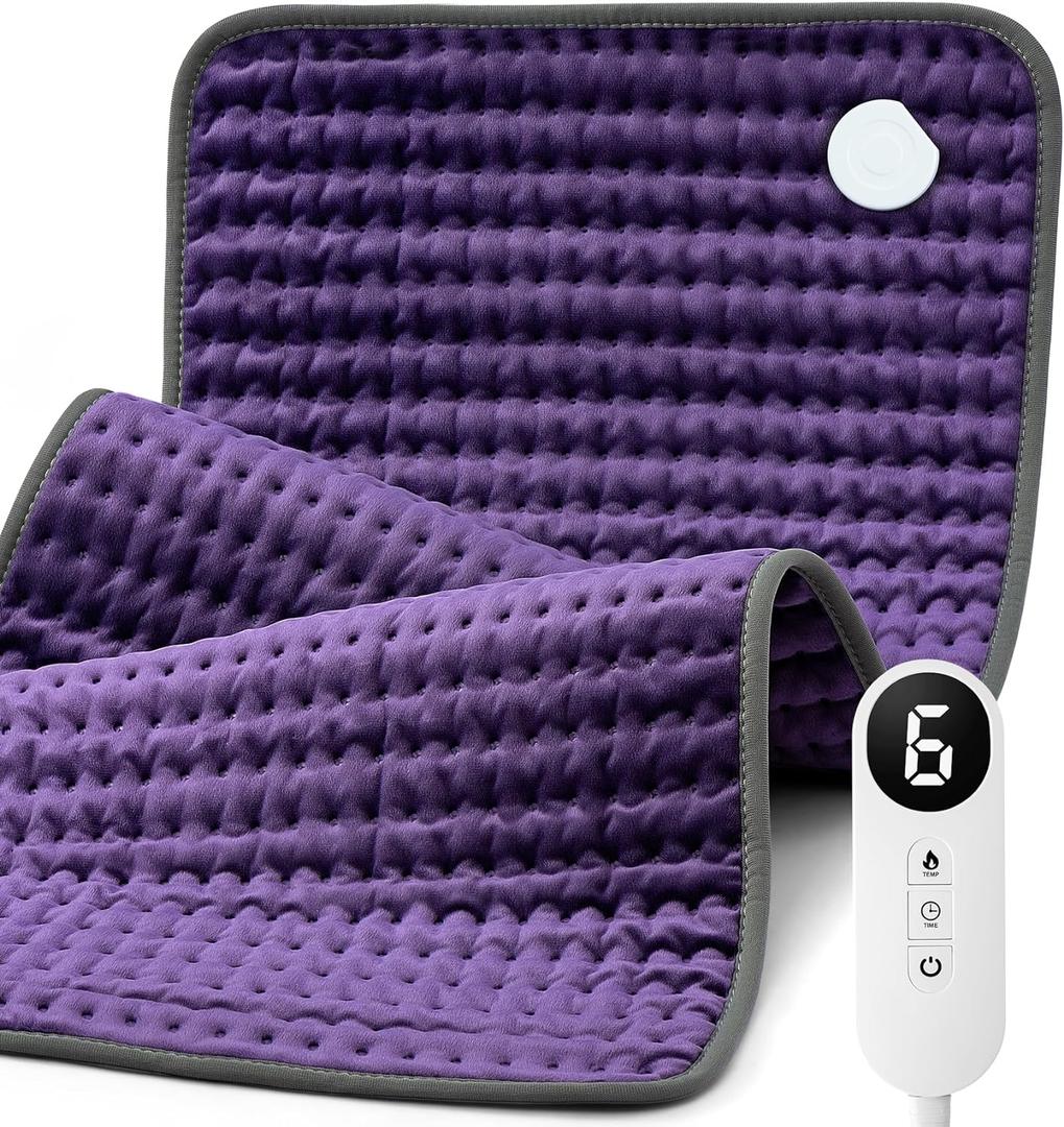 Blue Elf Heating Pad for Back/Neck/Shoulder Pain Relief, 33''17'' XXX Extra Large Electric Heating Pads for Cramps,Gifts for Women/Mom/Wife Her,Moist & Dry Heat Warm Pad(Purple)