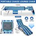 3-in-1 Beach Chair Face Holes, Lounge Chair Outdoor with Folding Side Table, 5-Position Recliner, Lay Flat, Removable Pillow, Heavy Duty, Max 330lbs, Poolside, Patio, Camping, Backyard Striped Blue
