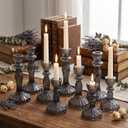 Mumufy 24 Pcs Glass Taper Candle Holders Set 4 6 8 Inch Tall,Black
