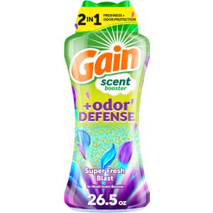 Gain Odor Defense In-wash Scent Booster, Super Fresh Blast scent, 26.5 OZ, 2 in 1 Freshness plus Odor Protection, laundry scent beads