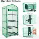Aoodor 27x19x63 Inch 4 Tier Upgrade Greenhouse with Protective PE/PVC Base for Tidier and Cleaner Indoor Outdoor Gardening on the Deck, Patio or Backyard, Green