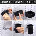Sieral 30 Pcs Pegboard Organizer Accessories Kit Includes Peg Board Shelving Storage Basket Organizer Bins Hooks Loops Cup with Cup Holder for Garage Room Wall Attachments Tools(Black)