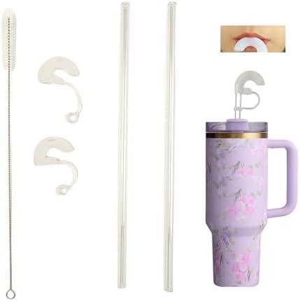 Pack of 3, MT Extreme Anti-Wrinkle Silicone Tipped Glass Straw Set (Glass), 12 Inches, White