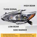 Halogen Headlights Compatible with 2016 2017 2018 Nissan Altima Headlamp w/o LED DRL Black Housing Headlight（Right Passenger Side