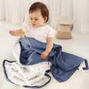 lulumoon Muslin Baby Blanket for Boys: Soft Cotton Toddler Blanket for Daycare - Reversible Lightweight Crib Bedding for Stroller & Travel 47"x47"(Blue)