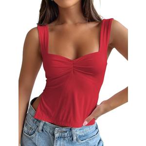 Trendy Queen Womens Going Out Crop Tops Backless Tank Tops Summer Y2k Teen Girls Basics Cute Clothes (X-Small, Red)
