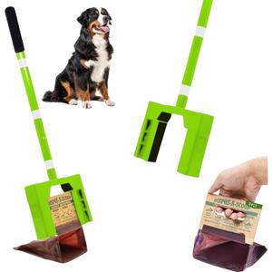 Dispoz-A-Scoop 24" Dog Pooper Scooper with Long Handle & 8 Refill Bags - Heavy Duty ABS Poop Scooper for Dogs up to 100lbs., All Breeds - Hygienic Dog Poop Scoop with Bag Attachment