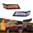 ADIIL SWITCHBACK LED Front Parking Light Turn Signal Blinker Corner Lights For 07-17 Jeep Patriot,Smoked Lens Dynamic Amber & White LED