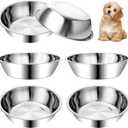 6 Pcs Stainless Steel Dog Bowls, 6.9 Inch Thickened Metal Basic Dog Bowl 27 Oz Replacement Food Water Bowl Set for Small Medium Large Dogs Dishwasher Safe