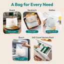 FEBU Compostable Food Storage Bags Variety Pack, 260 Count | Compostable & Biodegradable | PFAS & BPA Free, Non-Plastic | Drawer Organizer Box | 90 Snack, 90 Sandwich, 50 Quart, 30 Gallon