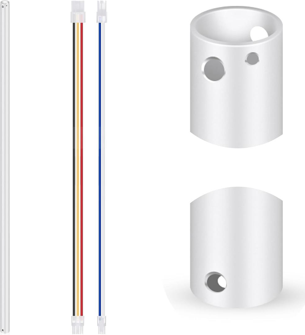 VIHOSE 48 Inch Ceiling Fan Downrod with Extension Cord 4 ft White Downrod for Ceiling Fan 1 Inch Outside Diameter Not Threaded Suitable for a Wide Range of Fans