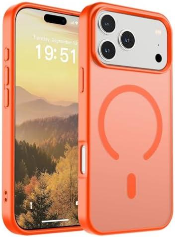 SUPFINE Magnetic for iPhone 17 Pro Max Case (Compatible with MagSafe)(Military Grade Drop Protection) Translucent Matte Shockproof with Anti-Fingerprint Phone Cover 2025,Orange