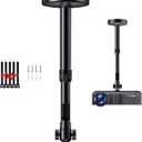 Projector Ceiling Mount with New Gimbal, Adjustable Length Projector Mount, -Inch Screw, Compatible with Most Projectors, Ceiling/Wall Use with Adjustable Angle (Black)