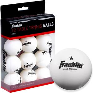 Franklin Sports Ping Pong Balls - Official Size + Weight White 40mm Table Tennis One Star Professional Durable High Performance 12 Count (Pack of 1), White