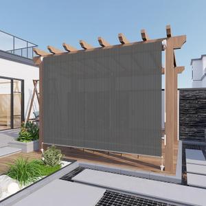 LOVE STORY Patio Shades Roll Up Outdoor Cordless Roller Shade 8'(W)*6'(H) for Patio Porch Gazebo Balcony Deck Backyard,Dark Grey