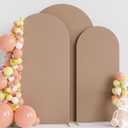 Wokceer Wedding Arch Backdrop Cover 7.2FT, 6.6FT, 6FT Set of 3 Spandex Fitted Nude Brown Arch Covers for Round Top Chiara Backdrop Stands Cover for Birthday Party Ceremony Decor