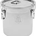 DYNAMI 304 Stainless Steel Airtight Canister with Airtight Lids, 5.5Gal Large Canisters Container w/Locking Clamp,Bucket Metal Food Storage Containers for Flour,Grain, Coffee Bean(21L)