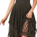 R.Vivimos Womens Lace Long Dress with Slip Two Pieces (Black, XL)